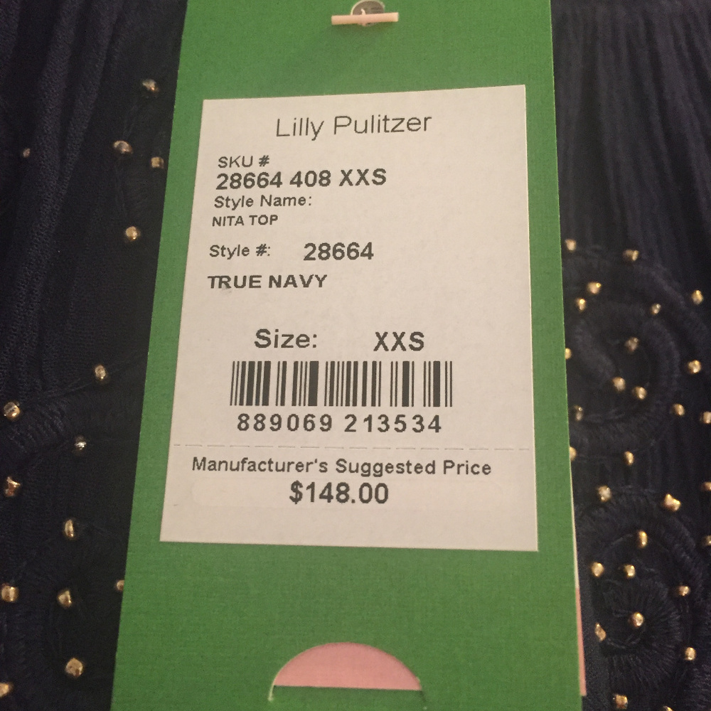 Lilly Pulitzer Nita Top True Navy XXS - Picture 2 of 5